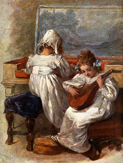 Niños tocando instrumentos de Unbekannter Künstler