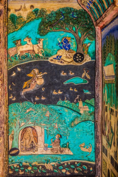 Patio de Chittra Shala con virtuosas pinturas finas, Fuerte de Taragarh, Bundi, Bundi, Rajastán, India, Asia (foto) de Unbekannter Künstler