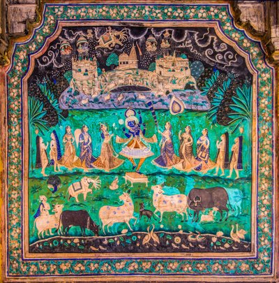 Patio de Chittra Shala con virtuosas pinturas finas, Fuerte de Taragarh, Bundi, Bundi, Rajastán, India, Asia (foto) de Unbekannter Künstler