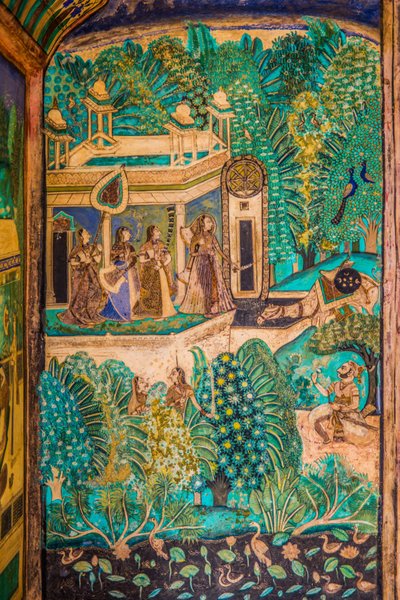 Patio de Chittra Shala con virtuosas pinturas finas, Fuerte de Taragarh, Bundi, Bundi, Rajastán, India, Asia (foto) de Unbekannter Künstler
