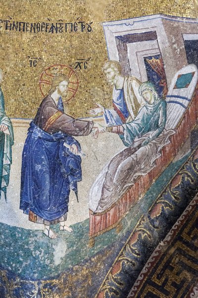 Cristo cura a la suegra de Pedro, mosaico de la iglesia de Cora, Estambul, Turquía de Unbekannter Künstler