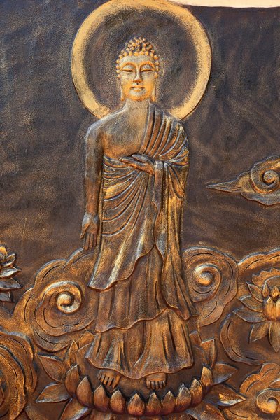 Pagoda budista Chua Thien Lam Go. Buda Shakyamuni. Varada mudra: gesto de caridad. Thay Ninh, Vietnam de Unbekannt