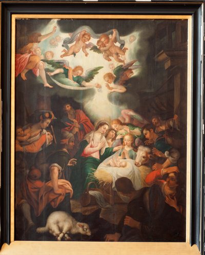 Iglesia (Basilique Notre-Dame de Tongre). Interior. Triptich. El nacimiento. de Unbekannter Künstler