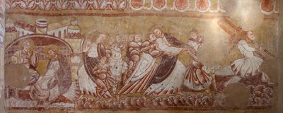 Iglesia (Église Saint-Martin). Interior. Pinturas murales (fresco). Pared norte del coro. (detalle) de Unbekannt