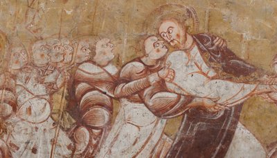 Iglesia (Église Saint-Martin). Interior. Pinturas murales (fresco). Pared norte del coro. Detalle. Arresto de Cristo. Siglo XII. de Unbekannt