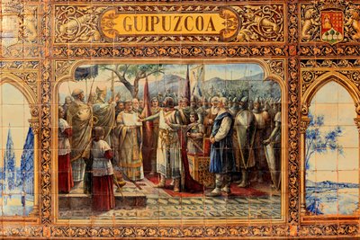Ciudad de Sevilla, en la Plaza de España, adornos de azulejos (cerámica) de Unbekannter Künstler