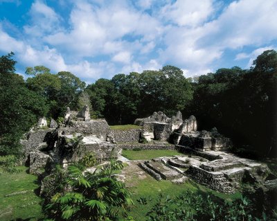 Civilización precolombina: vista del sitio maya de Uaxactun (Grupo A). Petén, Guatemala. de Alec Hunter