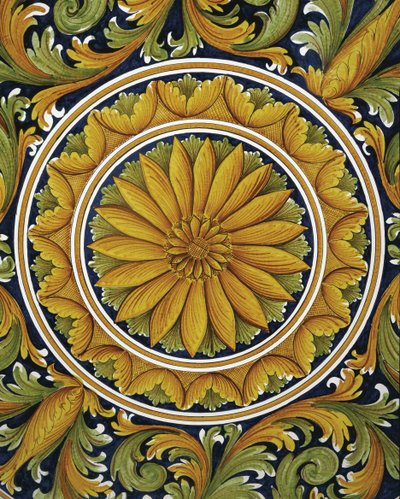 Primer plano de una mesa, Caltagirone, Italia de William M. Timlin