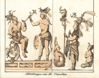 Colección de dibujos de Tlapallan (México). Litografía para el libro: "Galerie complete en tableaux fideles des peuples d