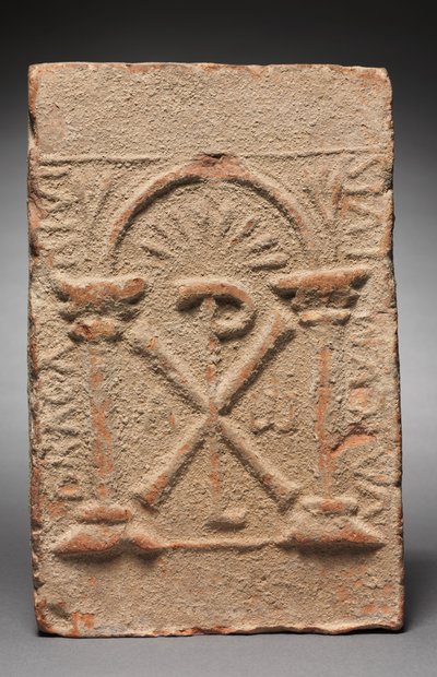 Placa de tumba columbario con el monograma de Cristo, 500-800 de Unbekannt