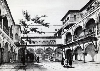 Patio de la fortaleza de la Kasbah en Argel de J.B. and Brown J. Rowbotham