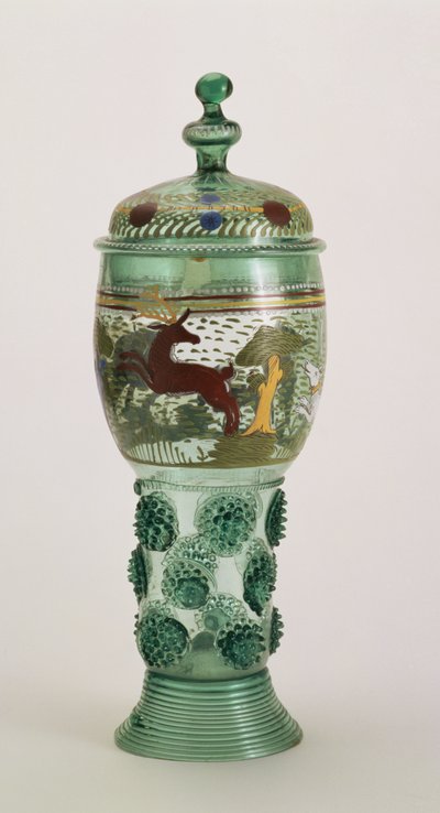 Copa cubierta, decorada con una escena de caza, probablemente de Hessen de Unbekannt