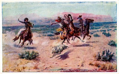 Vaqueros a caballo atando a un lobo de Unbekannter Künstler