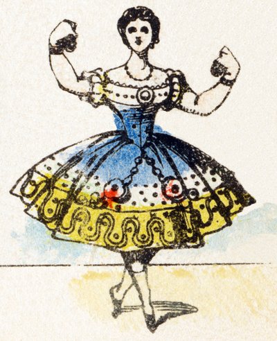 D - Bailarina - Alfabeto - entretenimiento infantil - Imagen epinal, serie popular c.1890 (ilustración) de Unbekannt