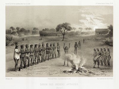 Danza de los indios Apinage, Brasil, c 1843-1847 de Unbekannt