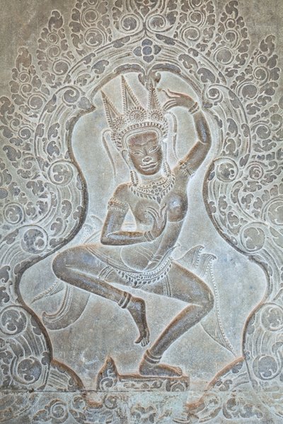 Relieve de Apsara danzante en el muro exterior occidental, Angkor Wat, Camboya (foto) de Unbekannter Künstler