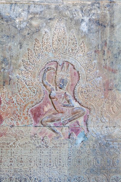 Relieve de Apsara danzante en el muro exterior occidental, Angkor Wat, Camboya (foto) de Unbekannter Künstler
