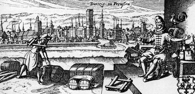 Danzig / Gdansk - vista de la ciudad, c. 1700 (grabado) de Unbekannter Künstler