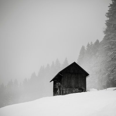 El secreto de la compensación, Oberstaufen, Alemania, 2013 (fotografía en B/N) de Leopold Blonder