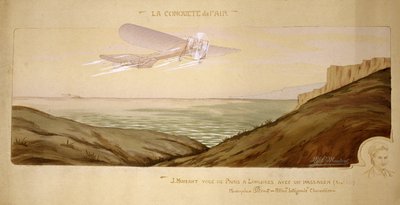 Debut de la aviación: John Moisant realiza el primer transporte de pasajeros sobre el Canal de la Mancha llevando a su mecánico en su avión Bleriot biplaza el 17 de agosto de 1910 de Unbekannt