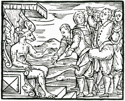 Representación de la brujería. Siglo XVI (grabado) de Unbekannter Künstler