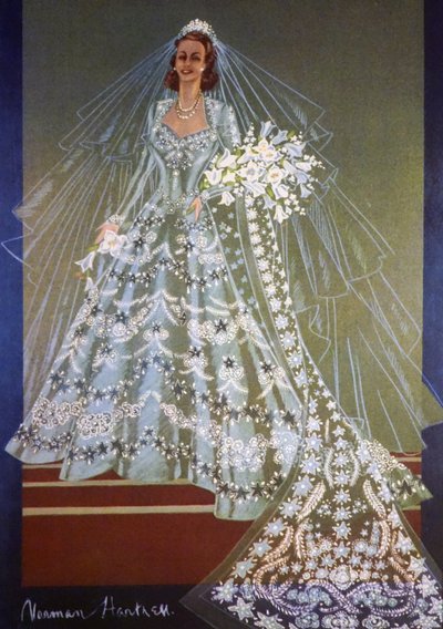 Diseño del vestido de novia de la Reina Isabel II de Gran Bretaña de Unbekannter Künstler