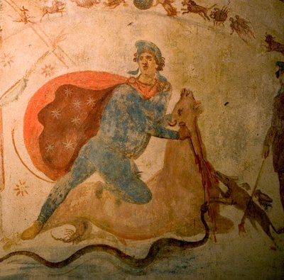 Detalle de un fresco en el Mitreo (foto) de Unbekannter Künstler