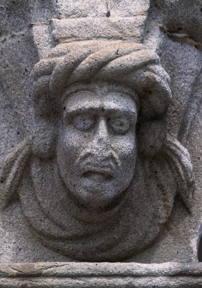 Detalle de un friso en un edificio histórico en la Plaza de la República en Viana Do Castelo, Portugal de Benjamin Baud