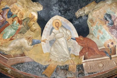 Detalle del fresco de Anastasis, iglesia de San Salvador de Chora, Parekklesion de Unbekannter Künstler