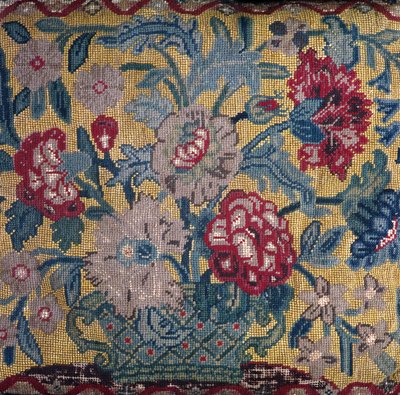 (detalle) del cojín de una silla usada por una de las damas de honor de Isabel, en el salón de Unknown