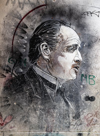 Don Corleone interpretado por Marlon Brando por C215 Mercado Viuccaria de Benjamin Baud