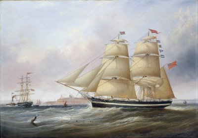 Doble retrato del barco "Mary Ann", representado en la desembocadura del río Tyne (o Tinea, Inglaterra). Óleo sobre lienzo de Unbekannter Künstler