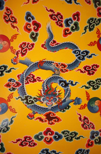 Pintura mural de dragón. Monasterio de Kopan, Katmandú, Nepal de Unbekannt