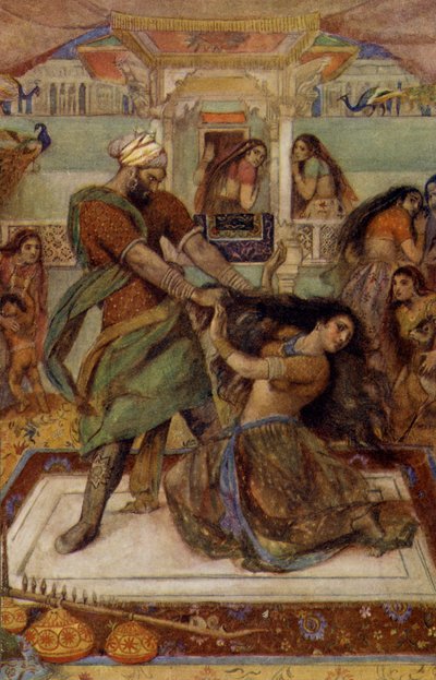 Draupadi arrastrada de su cámara por Duhsasana de Unbekannter Künstler