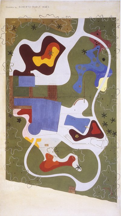 Dibujo de un jardín creado por Roberto Burle Marx de Unbekannt