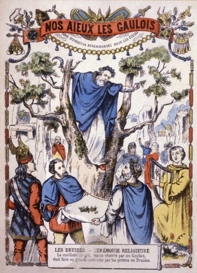 Druidas recogiendo muérdago, c. 1900 (ilustración) de Unbekannter Künstler