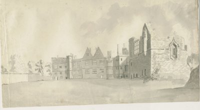 Castillo de Dudley - La Torre del Homenaje: dibujo en sepia, s.f. [c. 1790] de Unbekannt