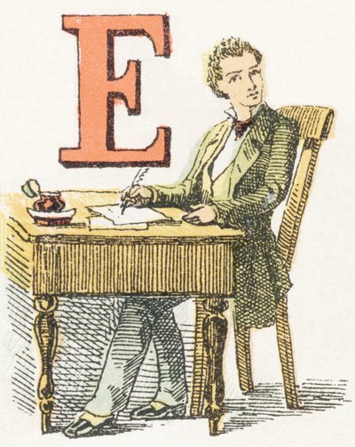 E - Escritor - Alfabeto Infantil, Ediciones Gordinne 1920 de Unbekannt