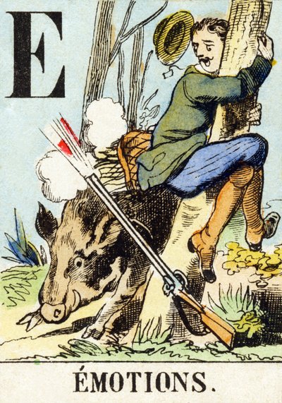 E: Emociones - El Alfabeto de la Caza, c.1890 (grabado) de Unbekannt