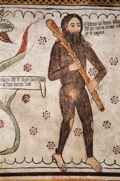 Soy un hombre salvaje por naturaleza, aquellos que me ofenden les infundiré miedo, fresco, Museo Homo Salvadego, Sacco, Cosio Valtellino, Lombardía, Italia de Benjamin Baud