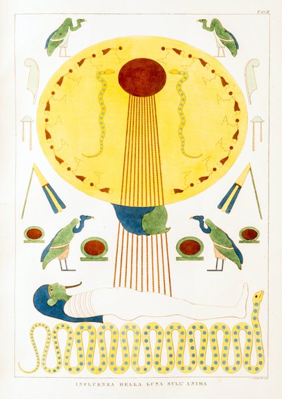 Antigüedad egipcia: influencia de la luna en el alma - Ilustración del Atlas de Egipto de Unbekannt