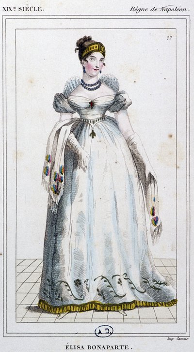 Elisa Bonaparte Baciocchi, hacia 1810 (grabado) de Unbekannter Künstler