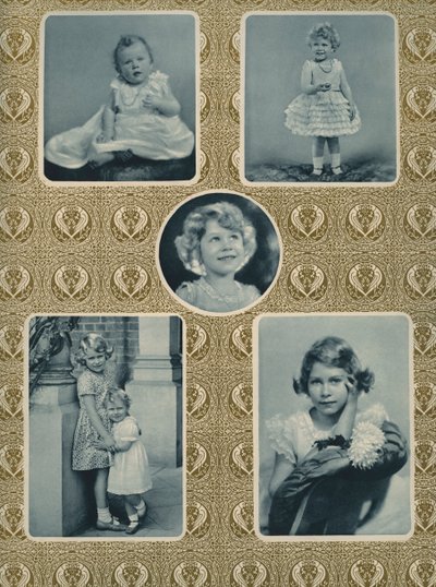 Isabel II y la princesa Margarita de niñas (foto en blanco y negro) de Unbekannter Künstler