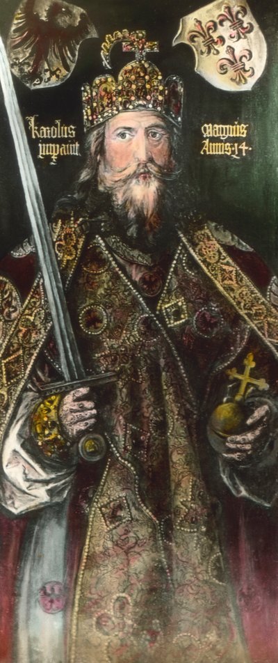 Emperador Carlomagno, postcoloreado c. 1925 de Unbekannter Künstler