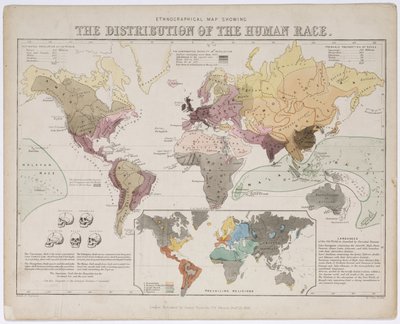 Mapa etnográfico que muestra la distribución de la raza humana de Unbekannt