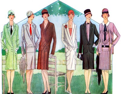 Moda: abrigos y trajes en la primavera de 1928 de Unbekannter Künstler
