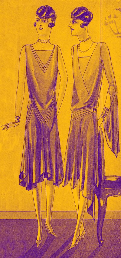 Moda: vestidos de cena en la primavera de 1928 de Unbekannter Künstler