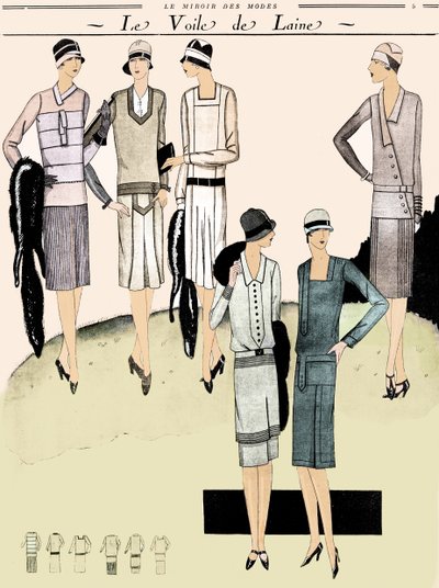 Vestidos de moda en la primavera de 1928 de Unbekannter Künstler