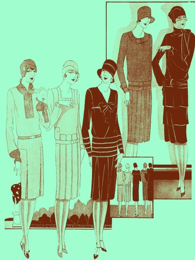 Moda: vestidos en la primavera de 1928 de Unbekannter Künstler
