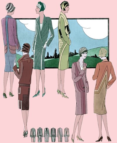 Moda: abrigos ligeros en la primavera de 1928 de Unbekannter Künstler